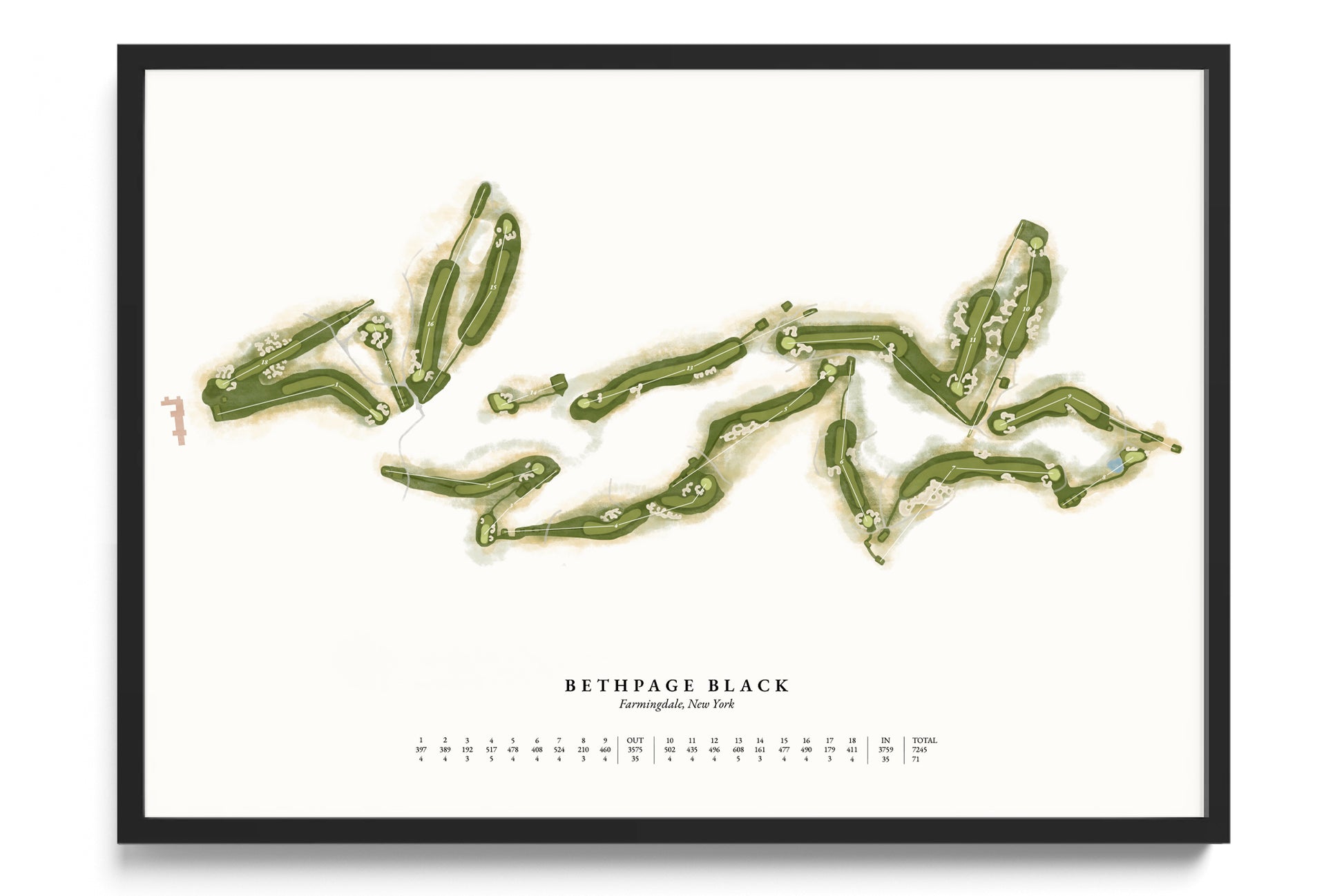 Heritage Hand-Illustrated Golf Course Map. Custom for any course.