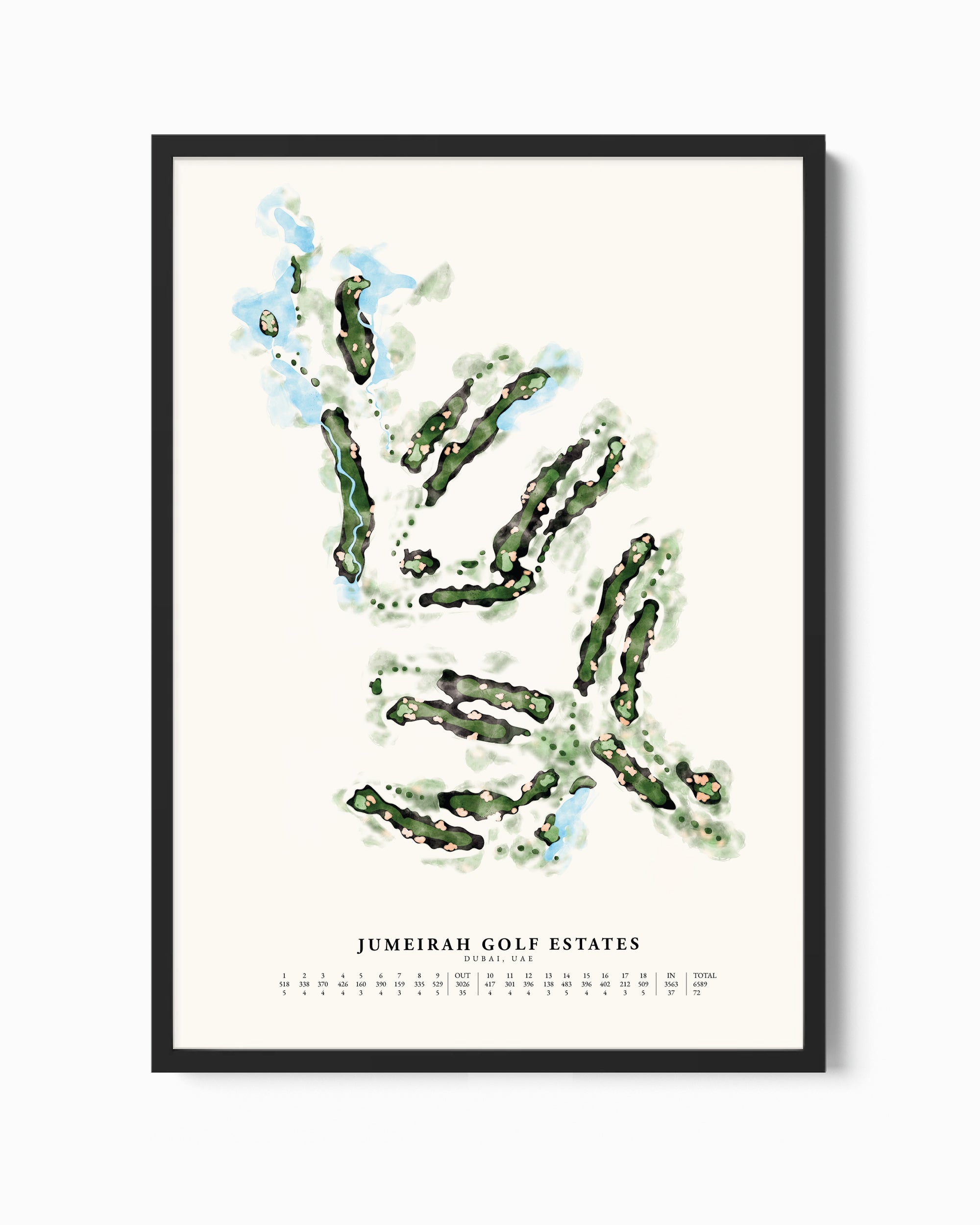 Custom Watercolour Hand-Illustrated Golf Course Map