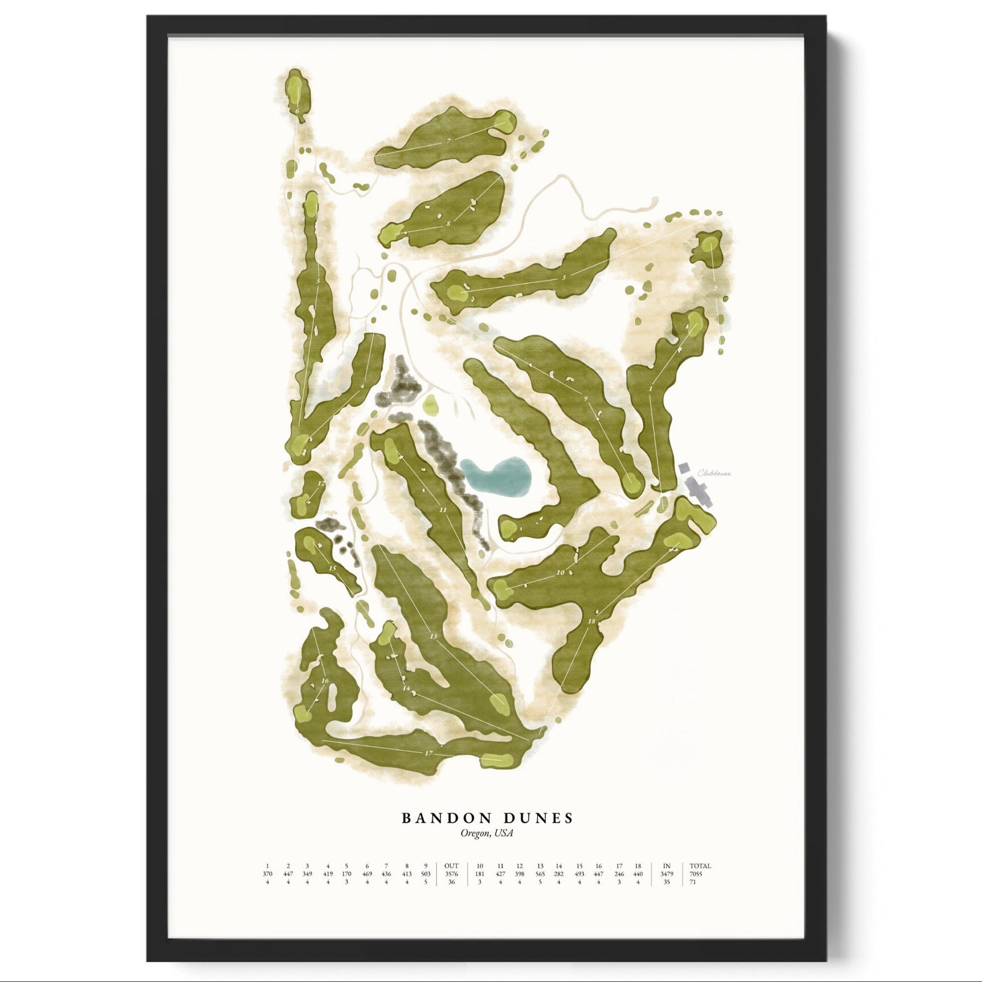 Heritage Hand-Illustrated Golf Course Map. Custom for any course.