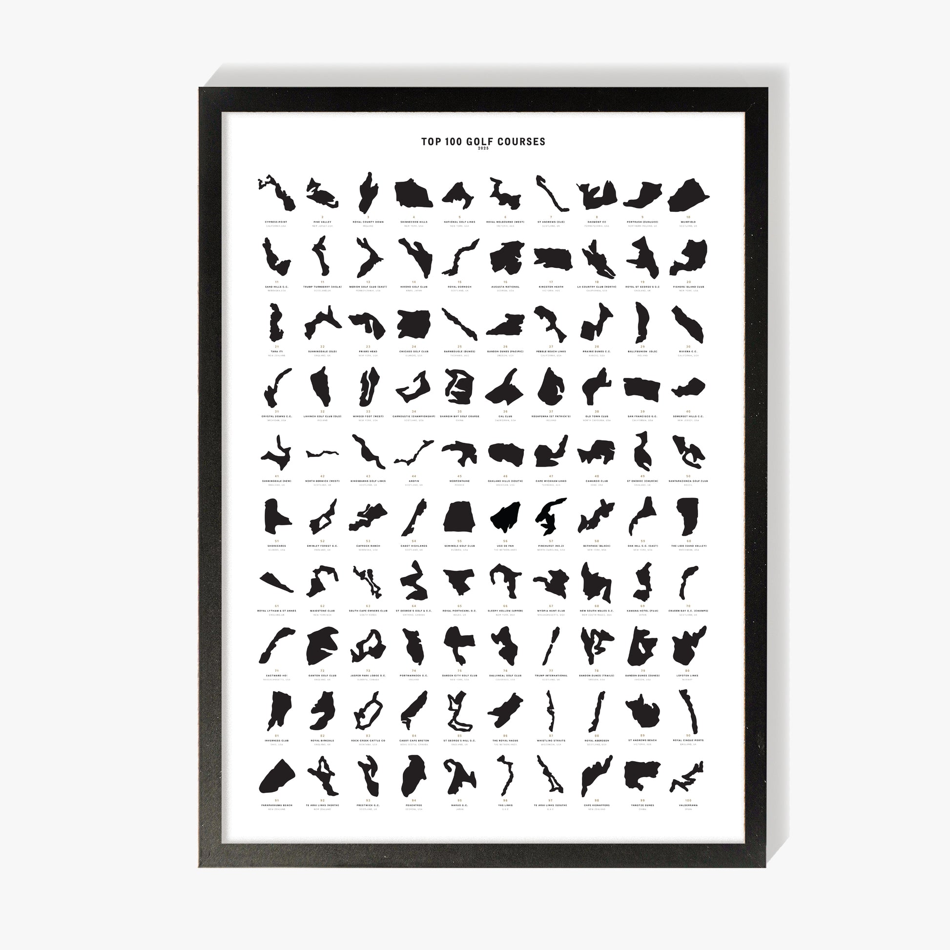 World Top 100 Golf Course Art Print 2025