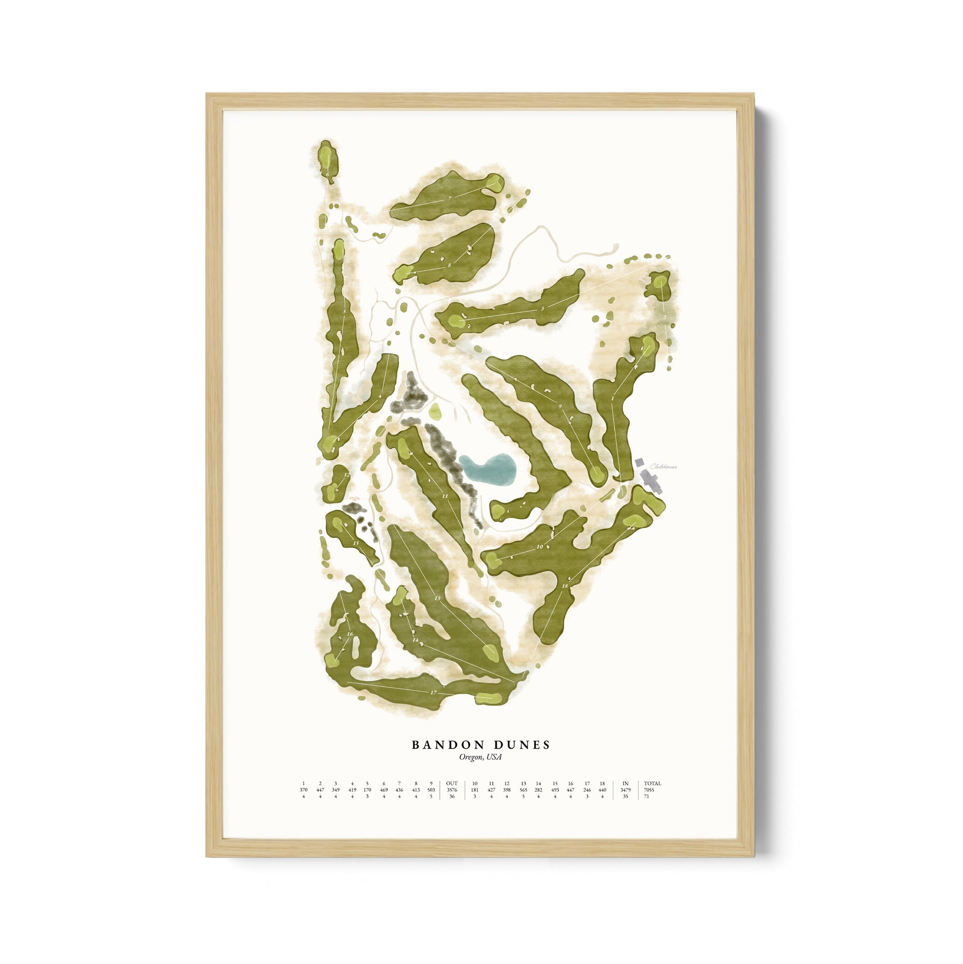 Heritage Hand-Illustrated Golf Course Map. Custom for any course.