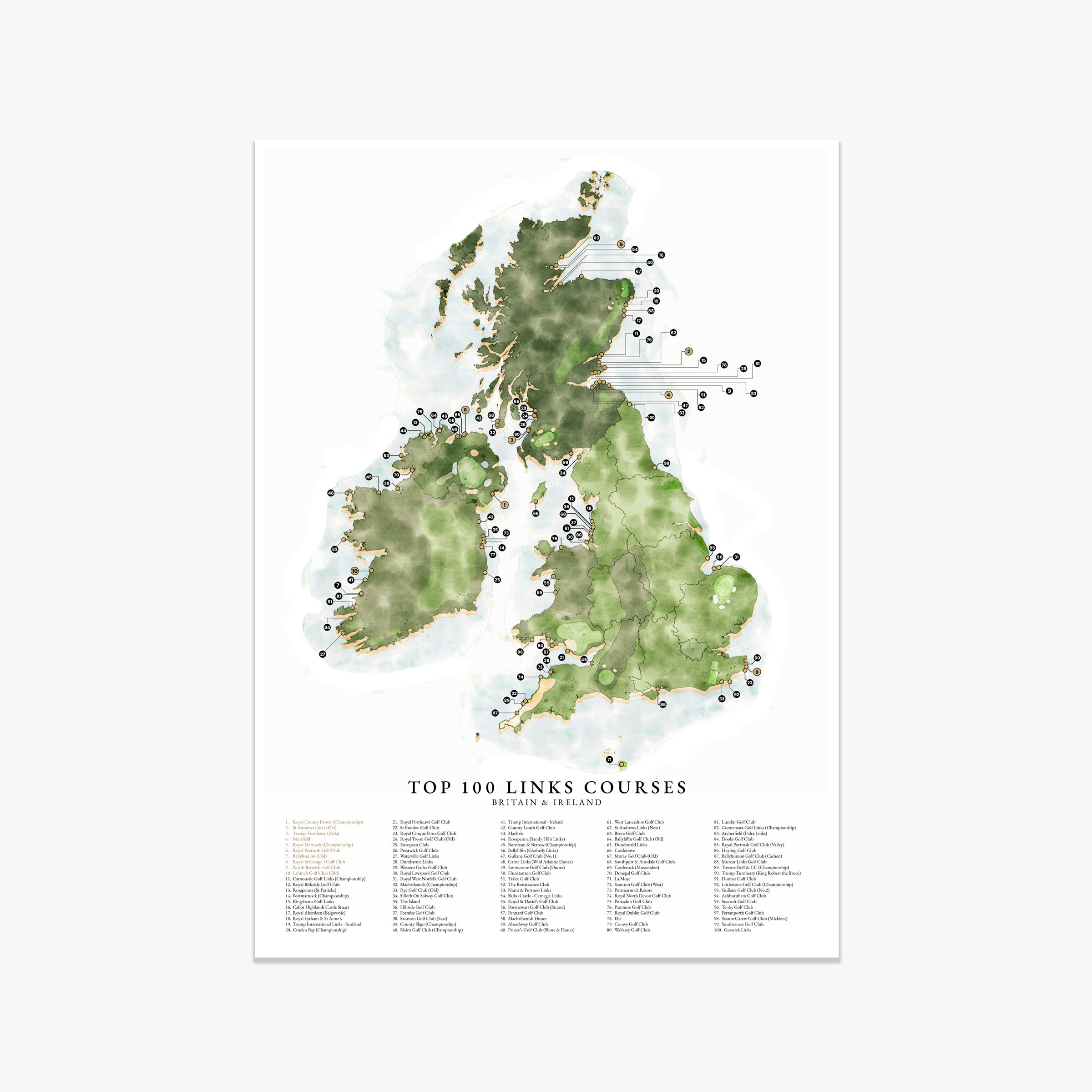 Top 100 Links Courses - Britain & Ireland