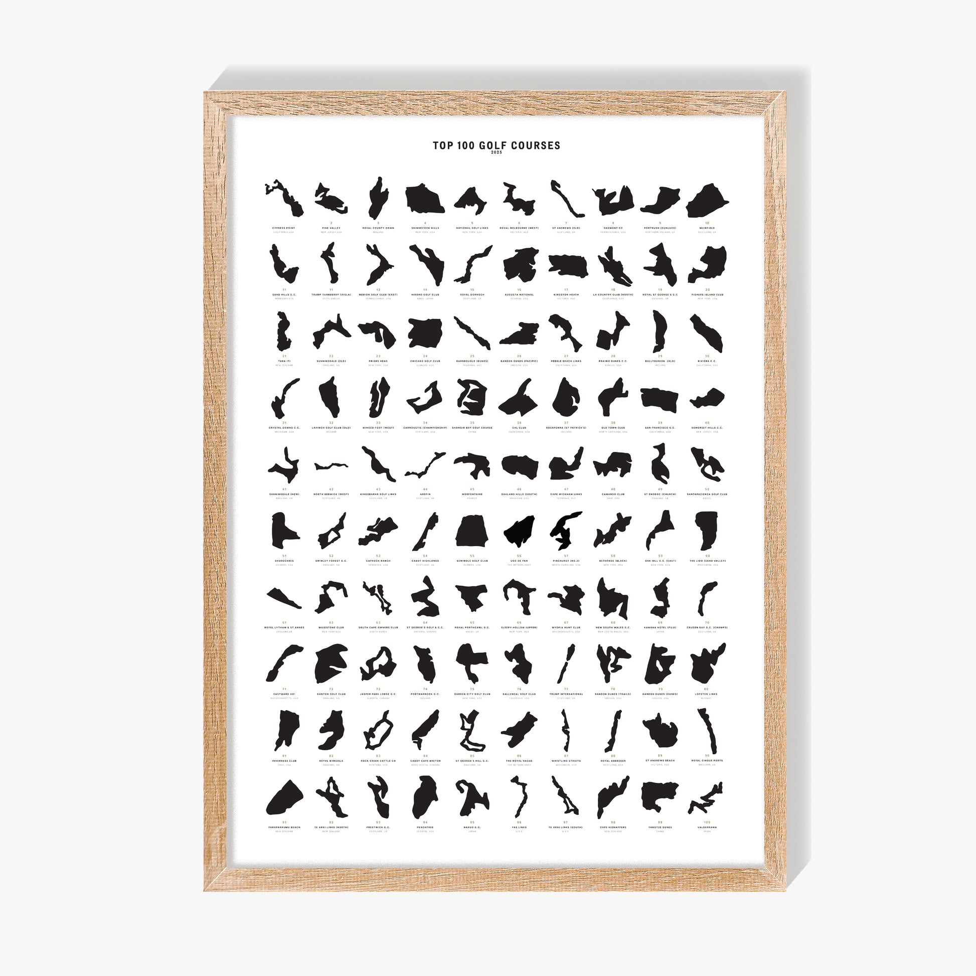 World Top 100 Golf Course Art Print 2025