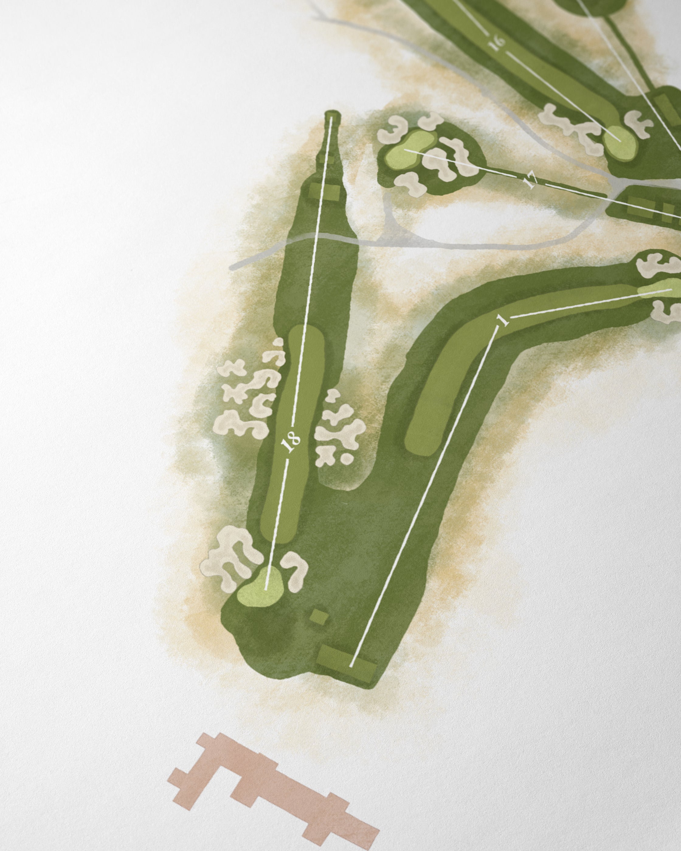 Heritage Hand-Illustrated Golf Course Map. Custom for any course.